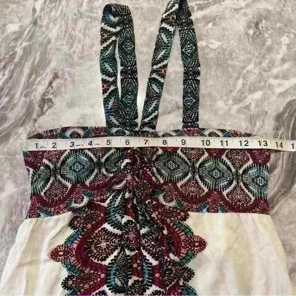 Xhilaration Tie-Front Maxi Dress Size XS Ivory Beach Boho Summer Vacations - Picture 4 of 12